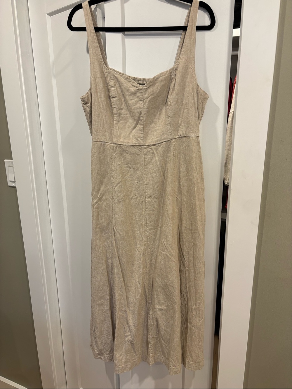 Sleeveless Linen Cream Midi Dress - Elegant Lightweight Summer Dress